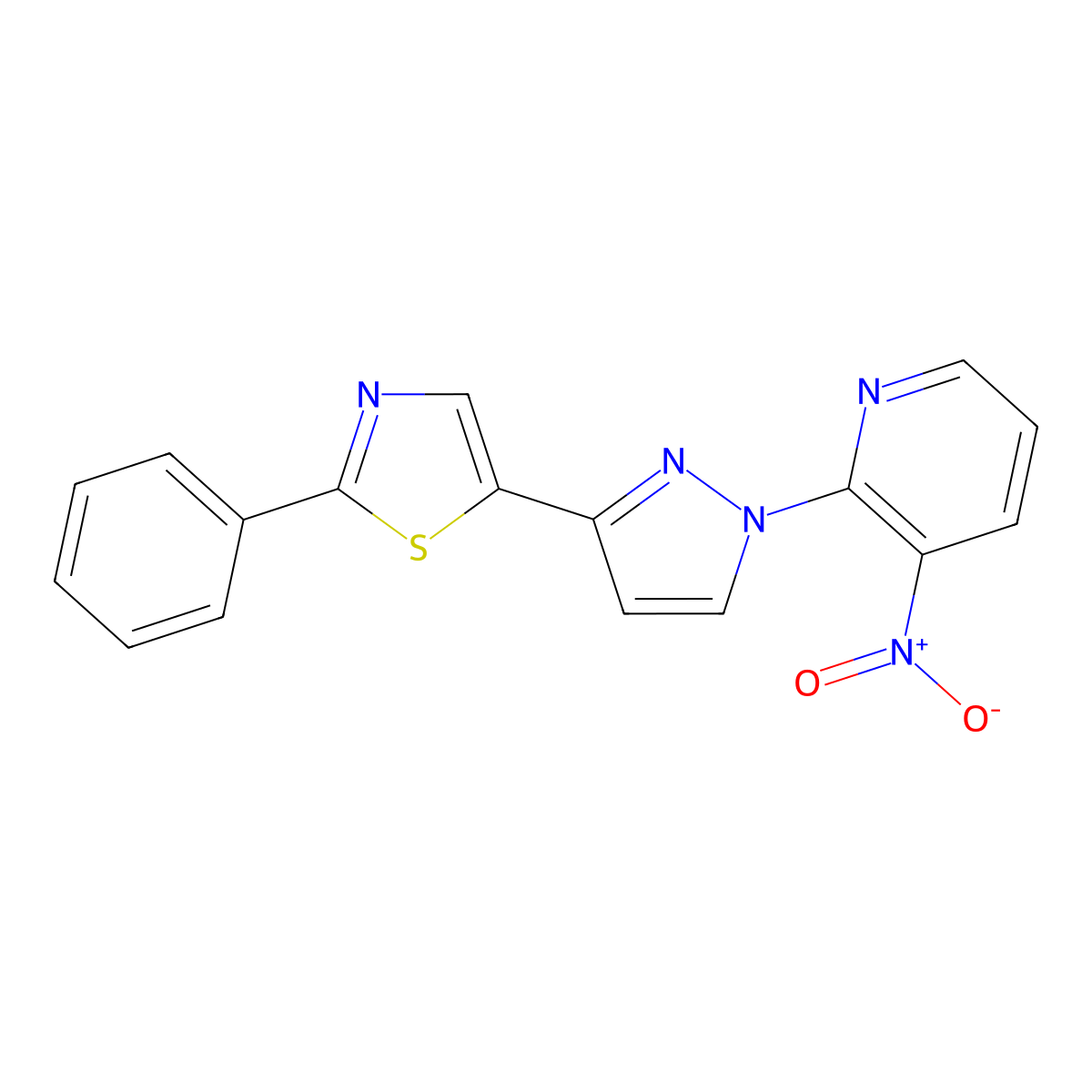 3-nitro-2-[3-(2-phenyl-1,3-thiazol-5-yl)-1H-pyrazol-1-yl]pyridine molecular structure, CAS 318255-94-6