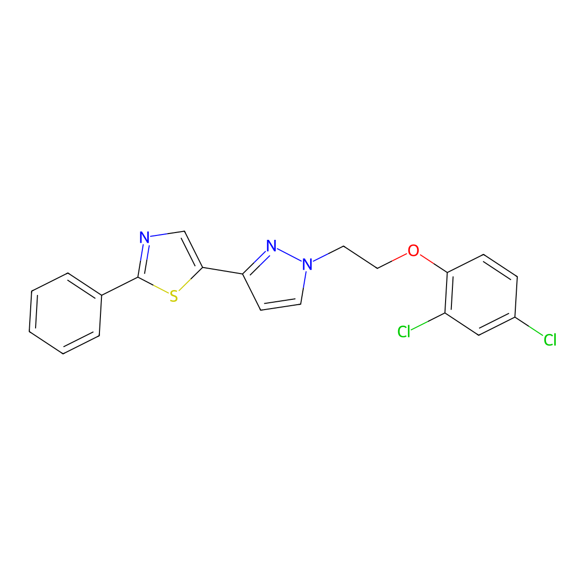 5-[1-[2-(2,4-Dichlorophenoxy)ethyl]pyrazol-3-yl]-2-phenyl-1,3-thiazole molecular structure, CAS 318255-95-7