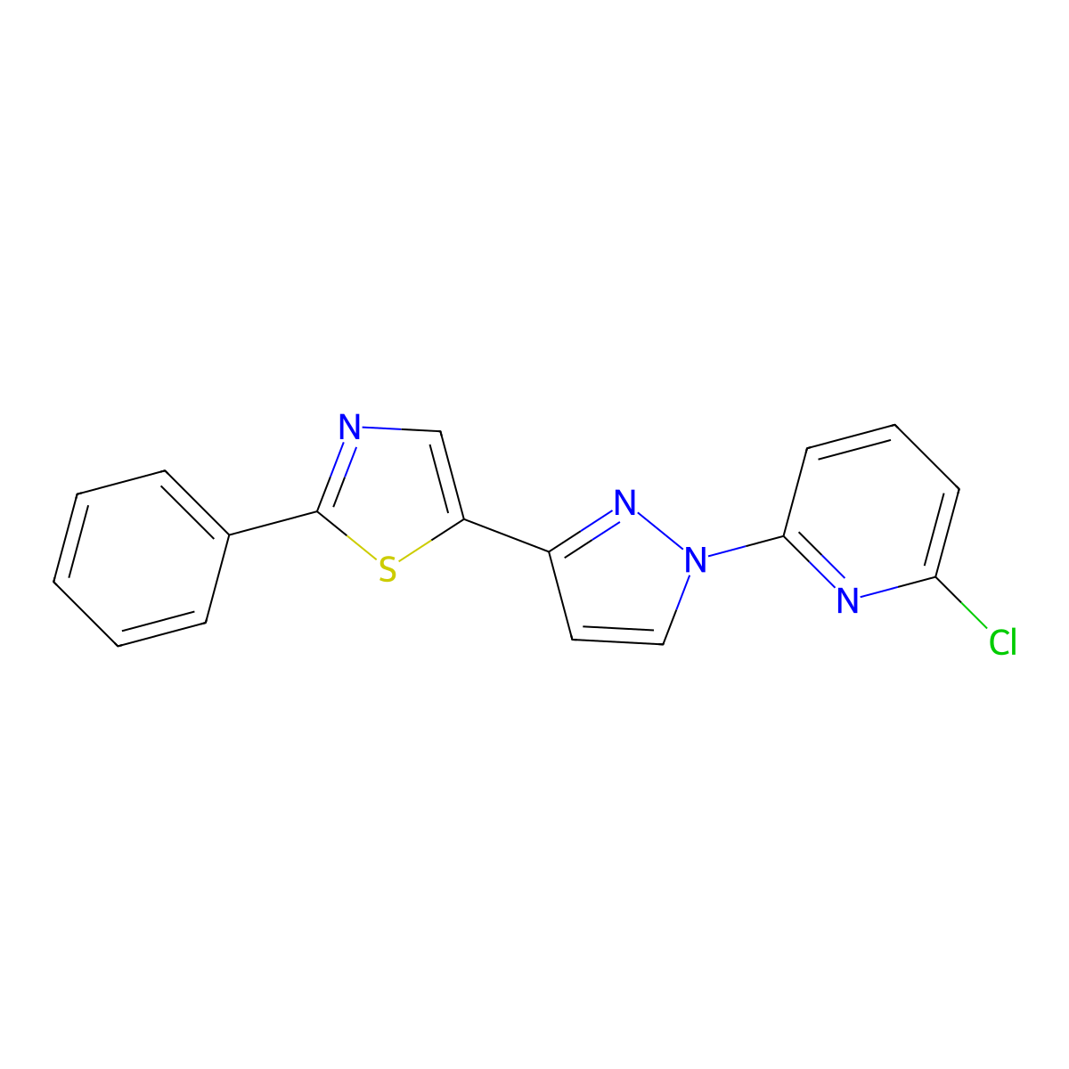 2-Chloro-6-(3-(2-phenyl-1,3-thiazol-5-yl)-1H-pyrazol-1-yl)pyridine molecular structure, CAS 318255-96-8