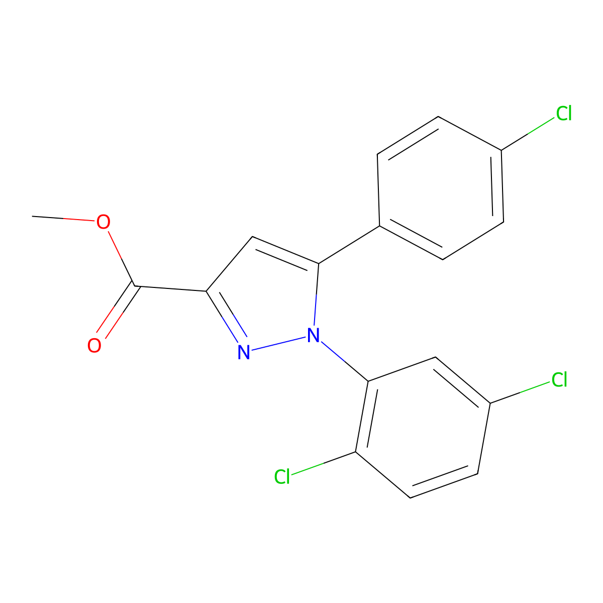 methyl 5-(4-chlorophenyl)-1-(2,5-dichlorophenyl)-1H-pyrazole-3-carboxylate molecular structure, CAS 318256-14-3