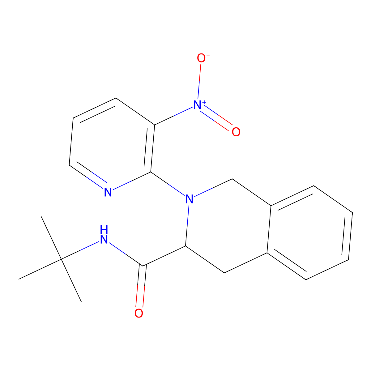 N-(tert-butyl)-2-(3-nitro-2-pyridinyl)-1,2,3,4-tetrahydro-3-isoquinolinecarboxamide molecular structure, CAS 318256-27-8
