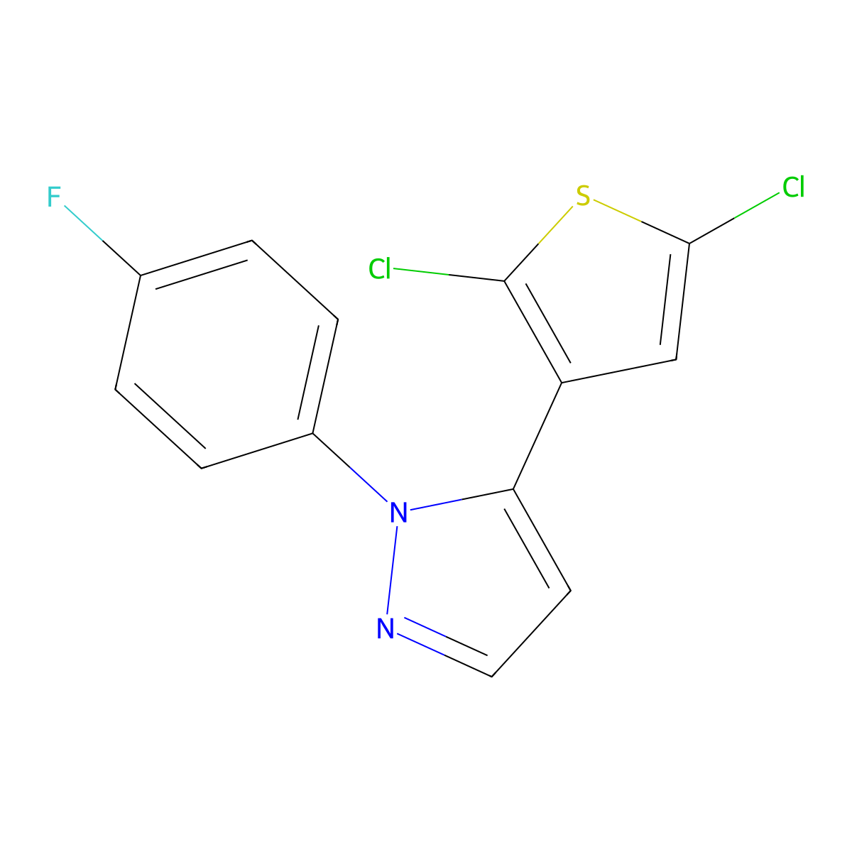 5-(2,5-dichloro-3-thienyl)-1-(4-fluorophenyl)-1H-pyrazole molecular structure, CAS 318256-32-5