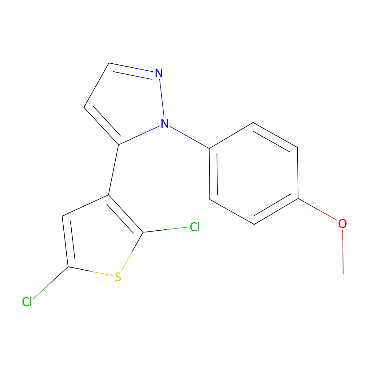 4-[5-(2,5-dichloro-3-thienyl)-1H-pyrazol-1-yl]phenyl methyl ether molecular structure, CAS 318256-33-6