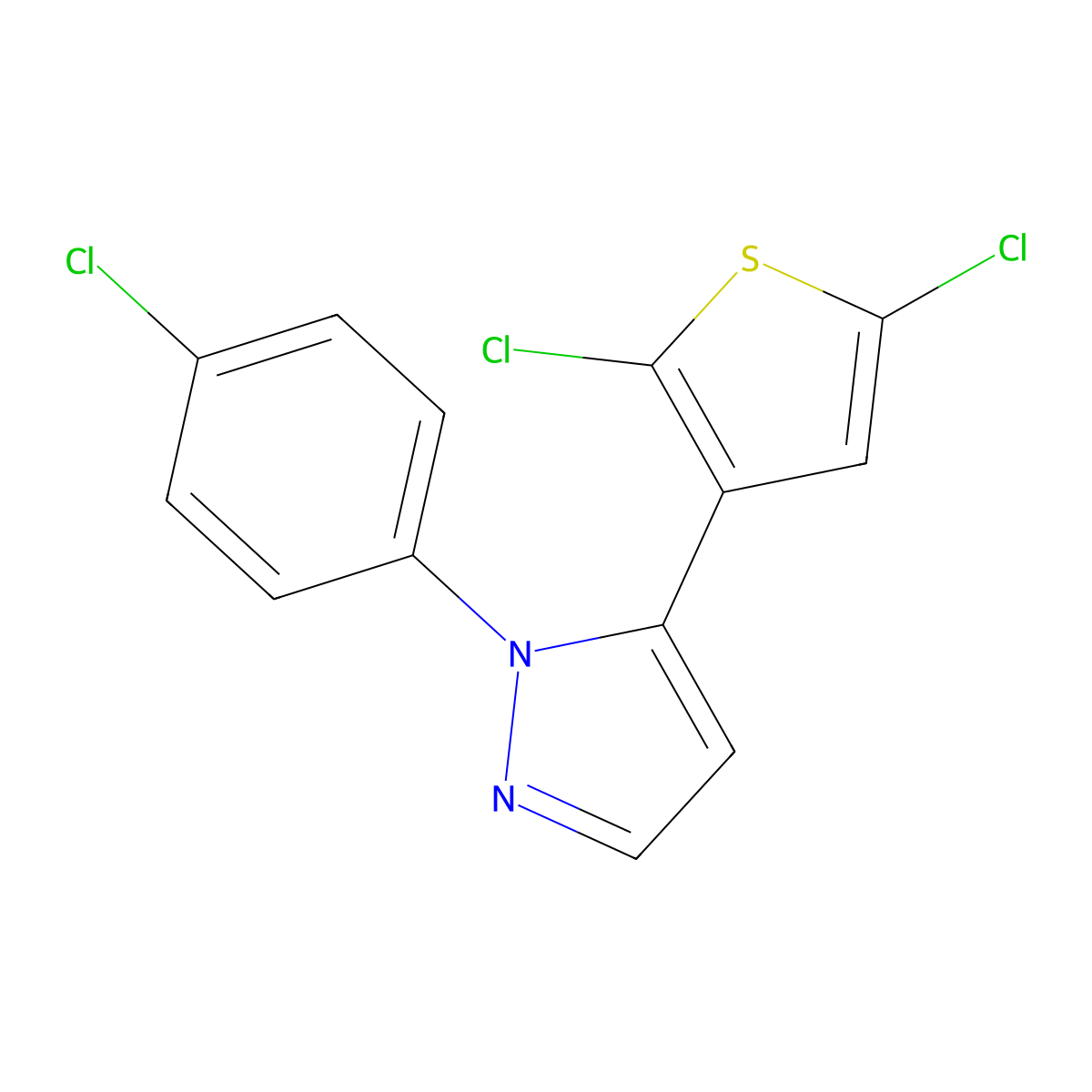 1-(4-chlorophenyl)-5-(2,5-dichloro-3-thienyl)-1H-pyrazole molecular structure, CAS 318256-34-7