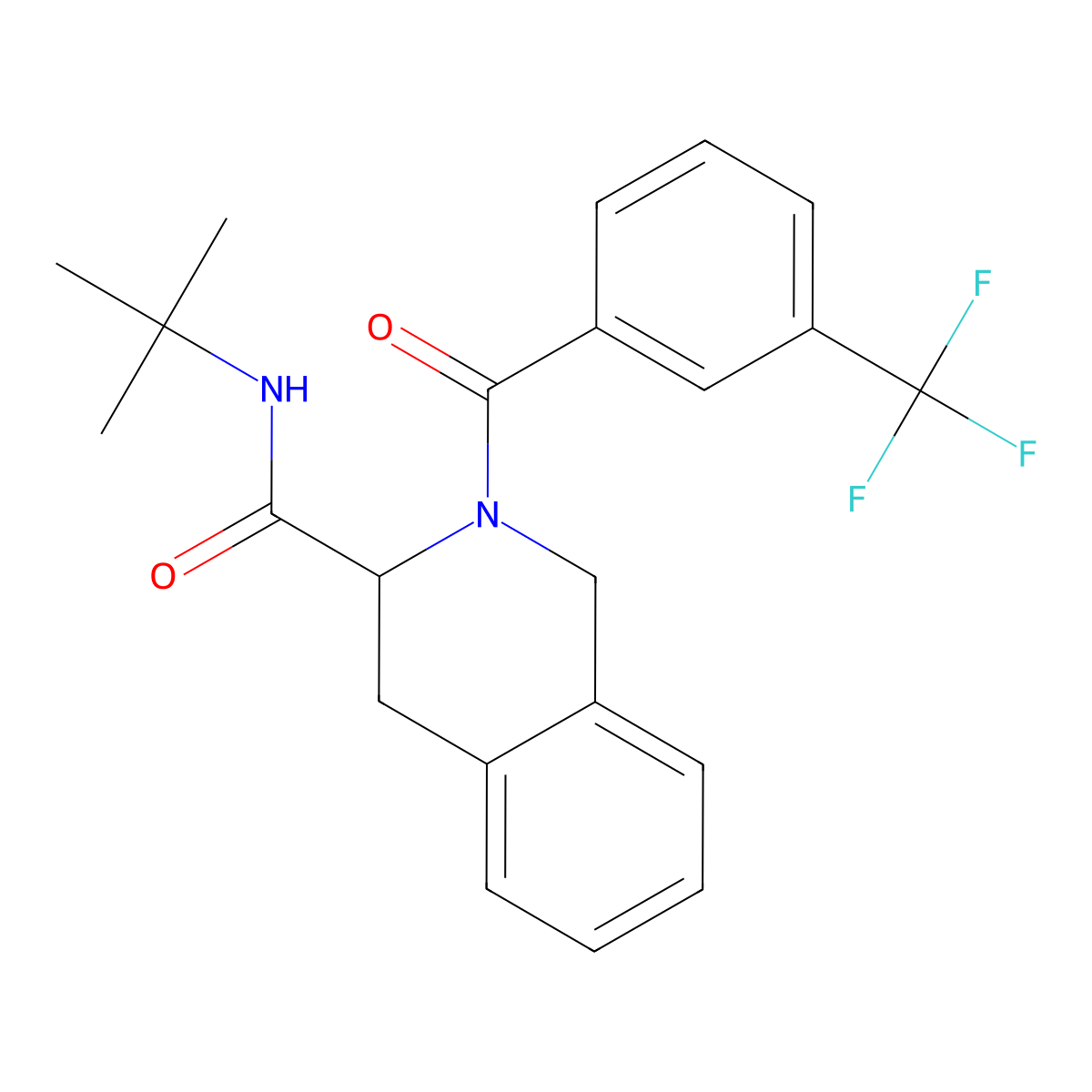 N-tert-butyl-2-[3-(trifluoromethyl)benzoyl]-3,4-dihydro-1H-isoquinoline-3-carboxamide molecular structure, CAS 318256-36-9