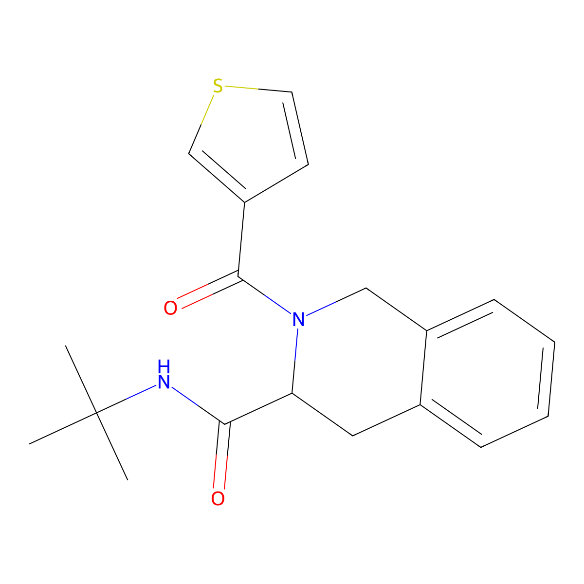 N-(tert-butyl)-2-(3-thienylcarbonyl)-1,2,3,4-tetrahydro-3-isoquinolinecarboxamide molecular structure, CAS 318256-37-0