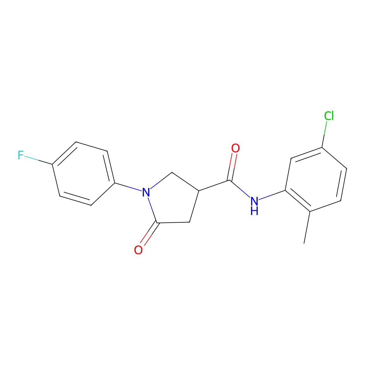 N-(5-chloro-2-methylphenyl)-1-(4-fluorophenyl)-5-oxopyrrolidine-3-carboxamide molecular structure, CAS 318258-91-2