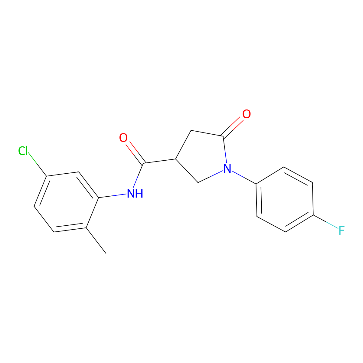 N-(5-chloro-2-methylphenyl)-1-(4-fluorophenyl)-5-oxopyrrolidine-3-carboxamide molecular structure, CAS 318258-91-2