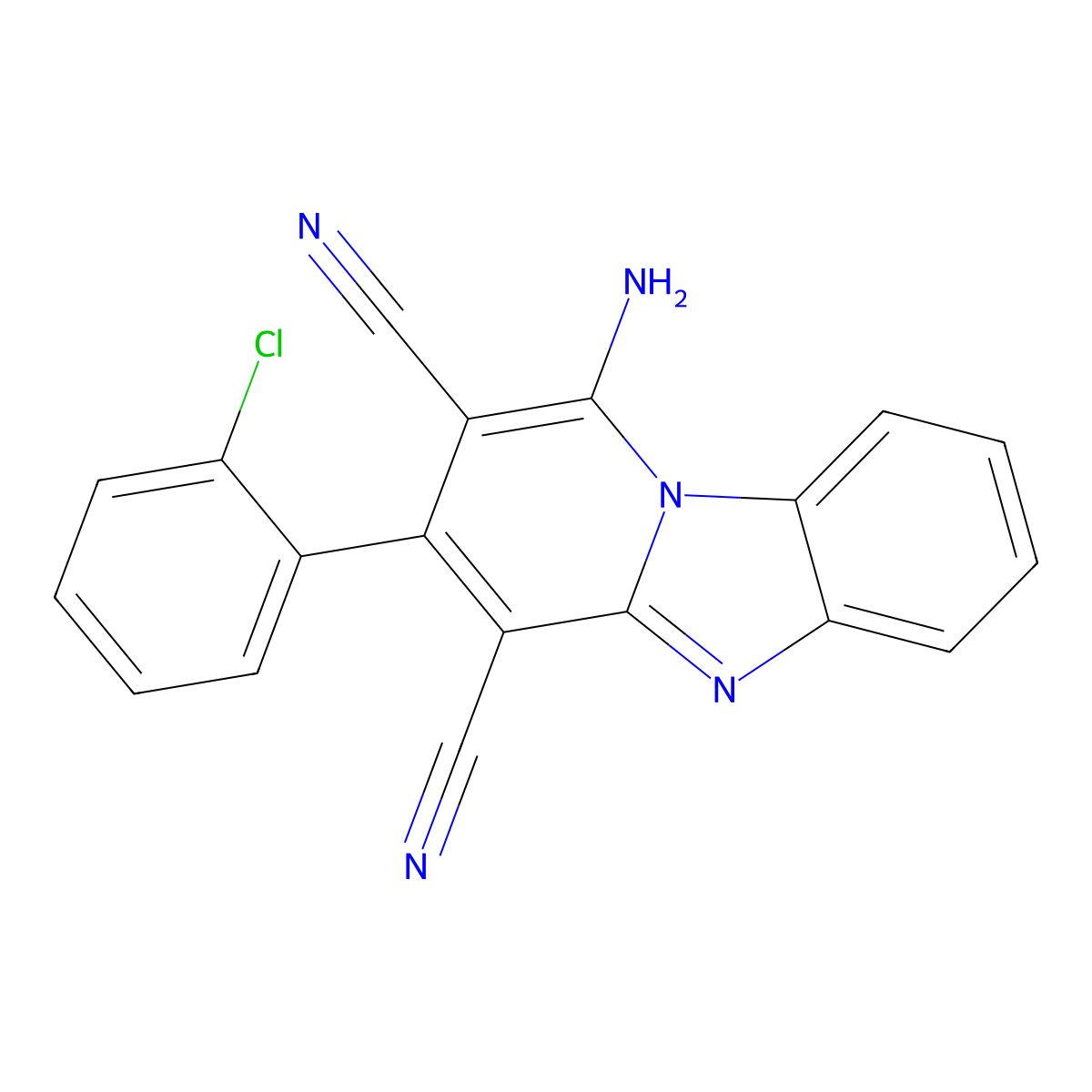 1-Amino-3-(2-chlorophenyl)pyrido[1,2-a]benzimidazole-2,4-dicarbonitrile molecular structure, CAS 318259-50-6