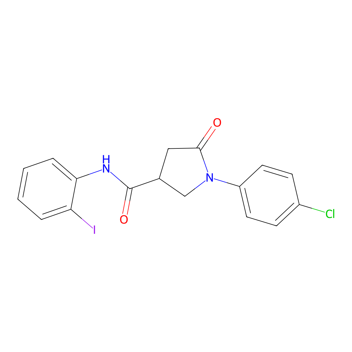1-(4-chlorophenyl)-N-(2-iodophenyl)-5-oxopyrrolidine-3-carboxamide molecular structure, CAS 318260-21-8