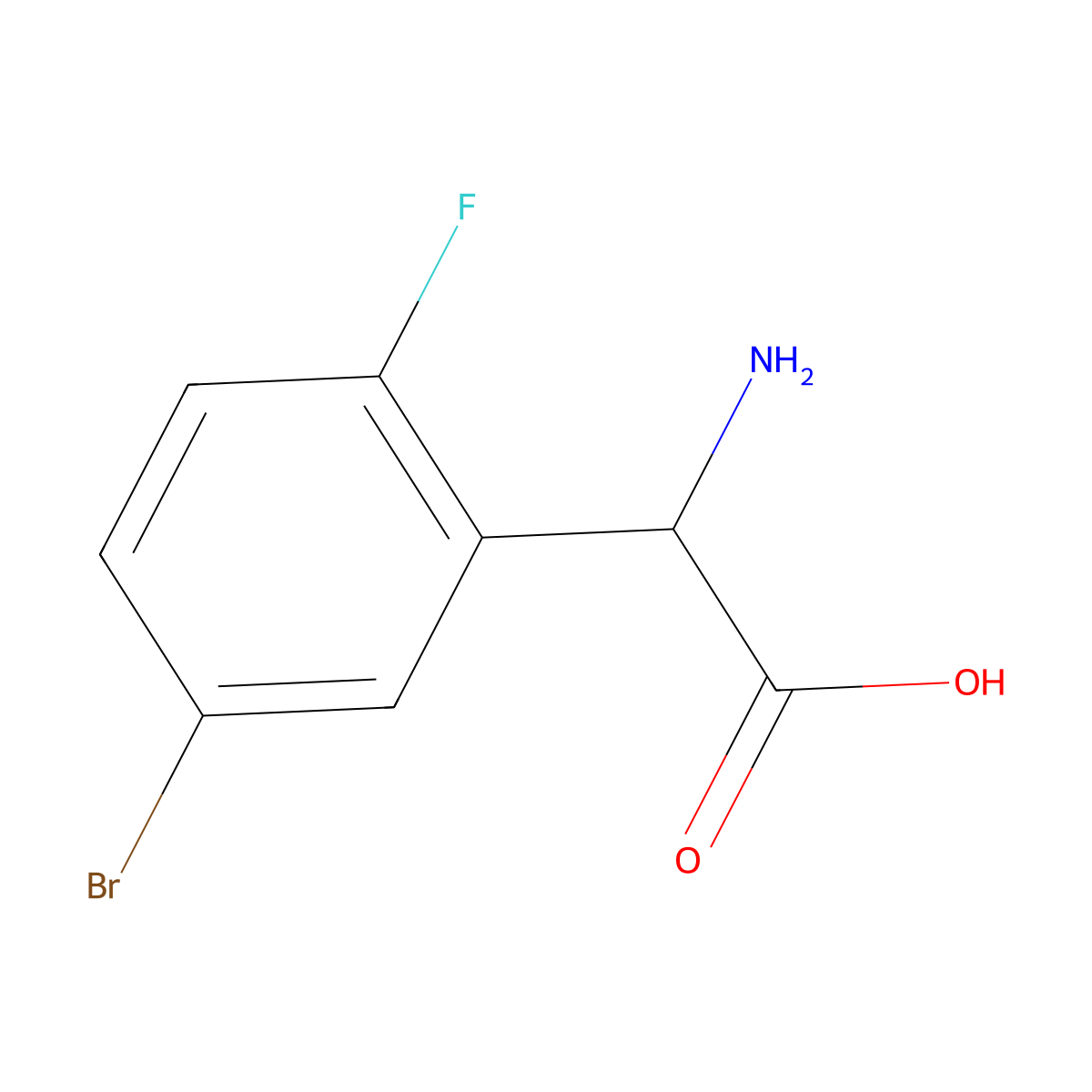 2-Amino-2-(5-bromo-2-fluorophenyl)acetic acid molecular structure, CAS 318269-93-1