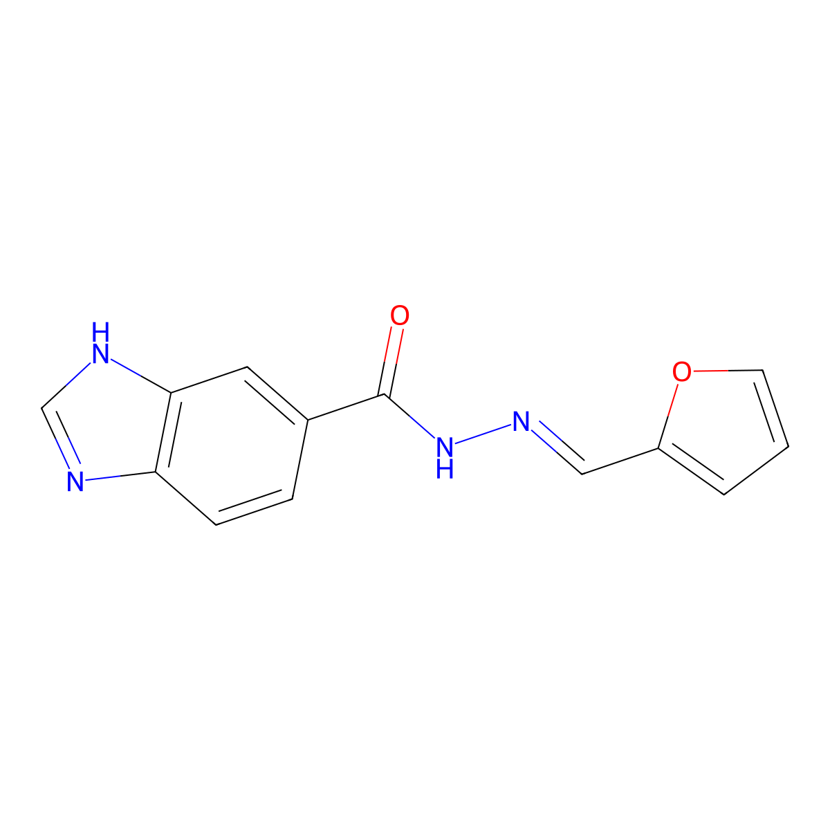1H-Benzimidazole-6-carboxylic acid, 2-(2-furanylmethylene)hydrazide molecular structure, CAS 318269-94-2