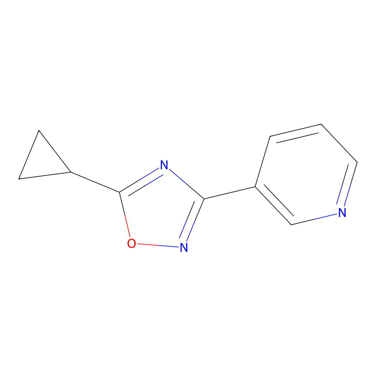 3-(5-Cyclopropyl-1,2,4-oxadiazol-3-yl)pyridine molecular structure, CAS 31827-43-7