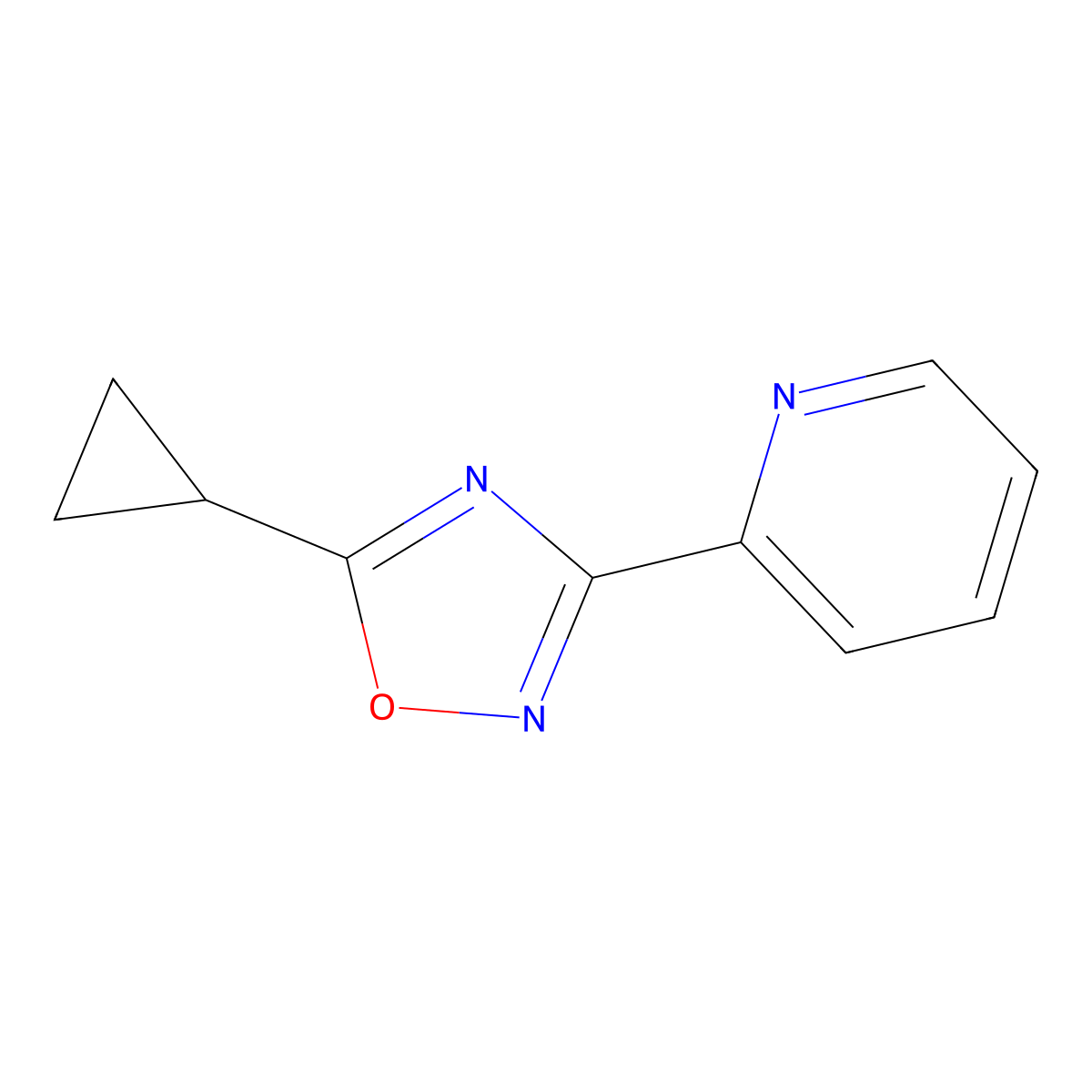 5-Cyclopropyl-3-(pyridin-2-yl)-1,2,4-oxadiazole molecular structure, CAS 31827-44-8