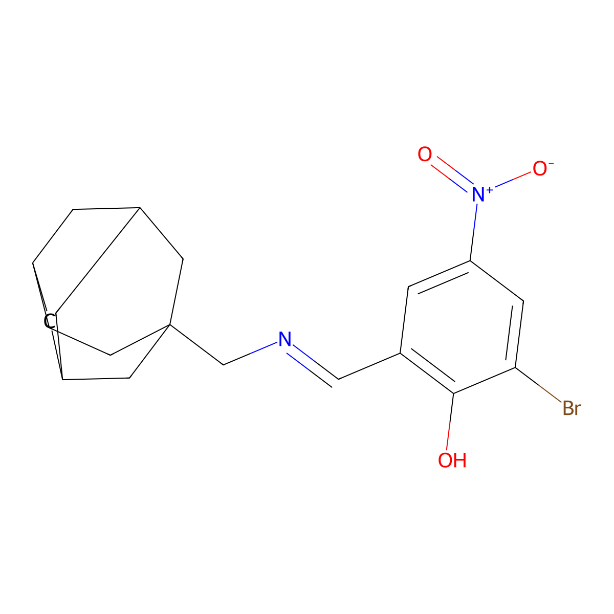 2-bromo-4-nitro-6-[(1E)-[({tricyclo[4.3.1.1^{3,8}]undecan-3-yl}methyl)imino]methyl]phenol molecular structure, CAS 318270-92-7
