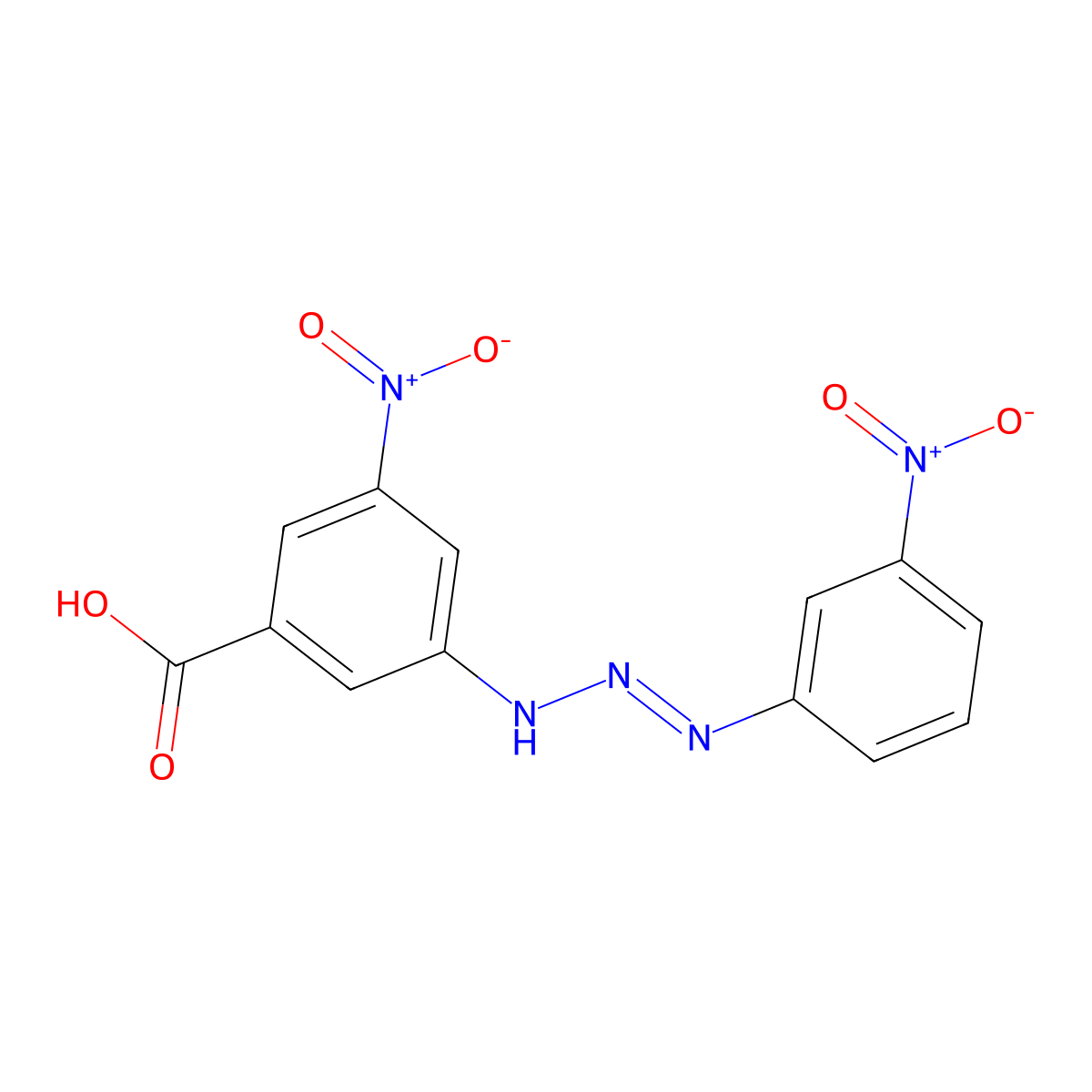 3-Nitro-5-[2-(3-nitrophenyl)iminohydrazinyl]benzoic acid molecular structure, CAS 318271-34-0