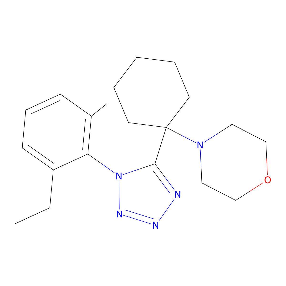 4-[1-[1-(2-Ethyl-6-methylphenyl)-1H-tetrazol-5-yl]cyclohexyl]morpholine molecular structure, CAS 318271-39-5