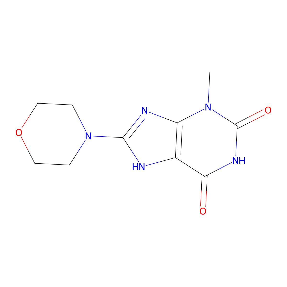 3-methyl-8-morpholin-4-yl-7H-purine-2,6-dione molecular structure, CAS 318271-91-9