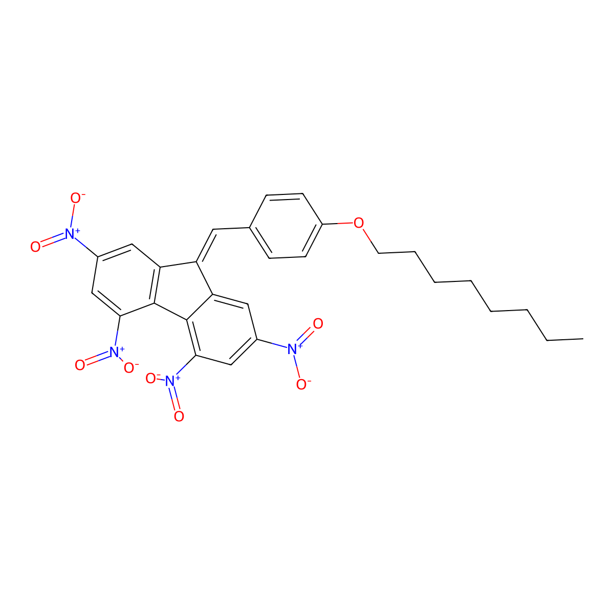 2,4,5,7-Tetranitro-9-(4-octyloxy-benzylidene)-9H-fluorene molecular structure, CAS 318272-81-0