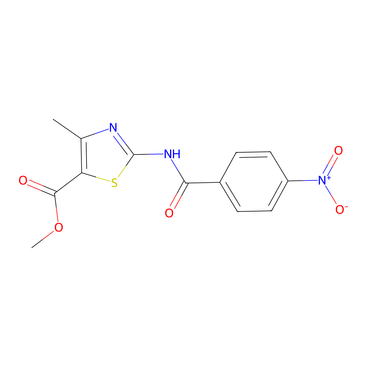 Methyl 4-methyl-2-(4-nitrobenzamido)thiazole-5-carboxylate molecular structure, CAS 318275-31-9