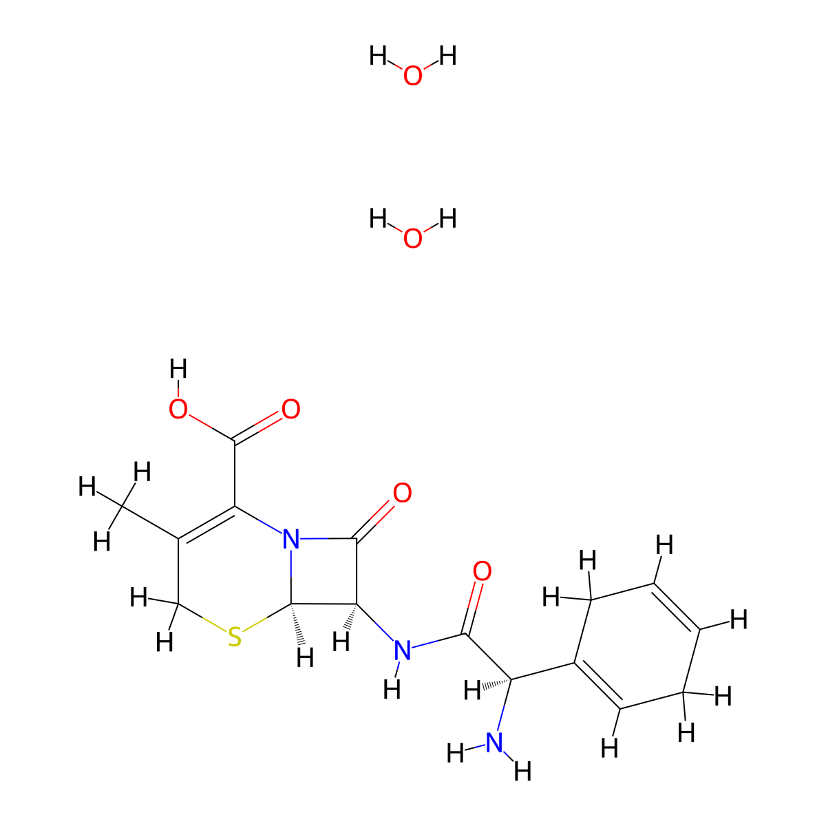 Cephradine Dihydrate molecular structure, CAS 31828-50-9