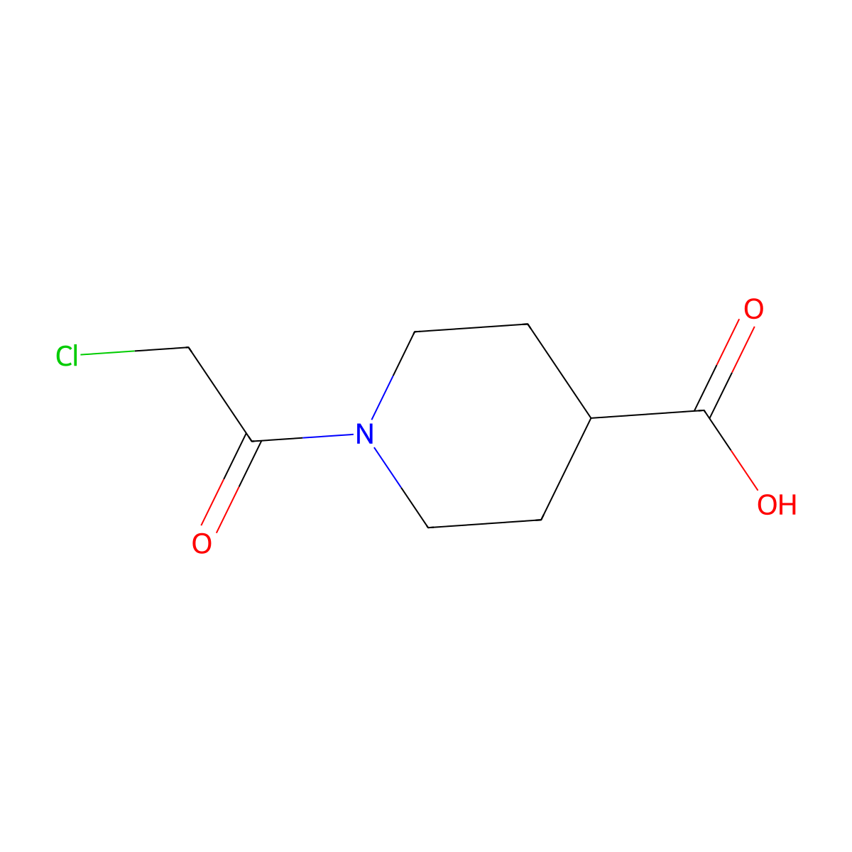 1-(2-Chloroacetyl)piperidine-4-carboxylic acid molecular structure, CAS 318280-69-2