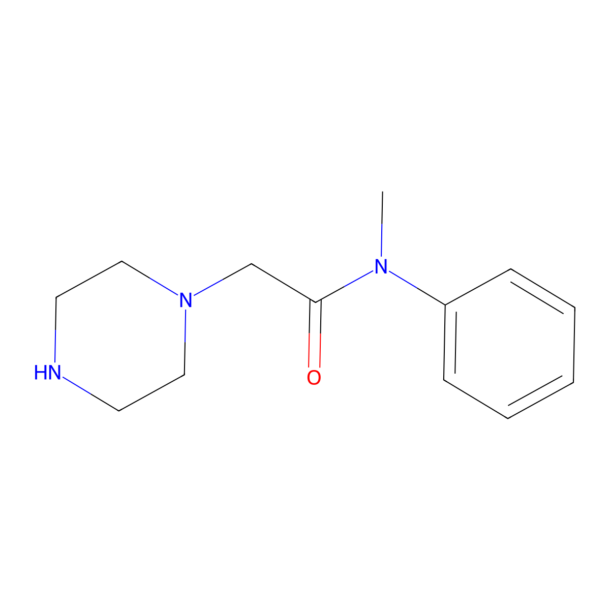 N-methyl-N-phenyl-2-(piperazin-1-yl)acetamide molecular structure, CAS 318280-95-4