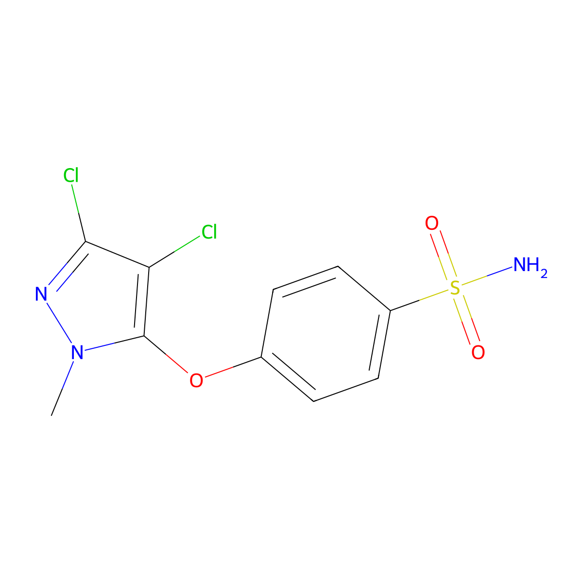 4-(4,5-Dichloro-2-methylpyrazol-3-yl)oxybenzenesulfonamide molecular structure, CAS 318284-21-8