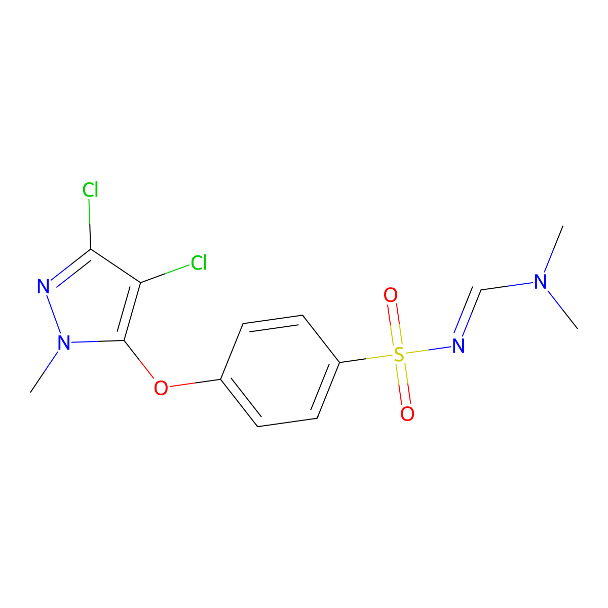 4-[(3,4-dichloro-1-methyl-1H-pyrazol-5-yl)oxy]-N-[(dimethylamino)methylene]benzenesulfonamide molecular structure, CAS 318284-22-9