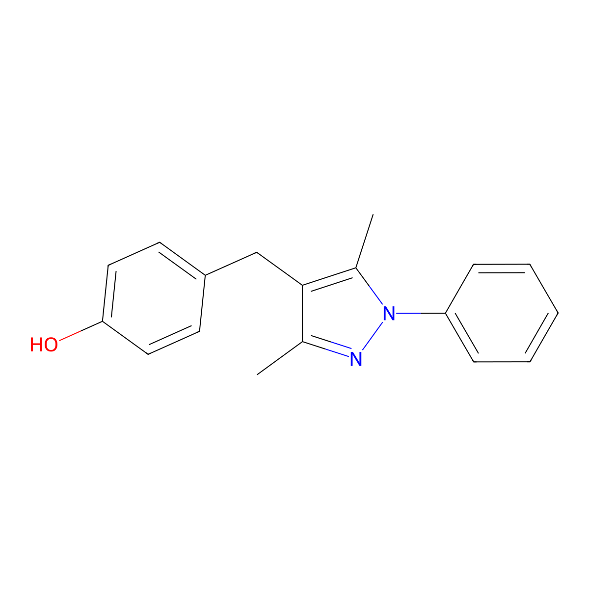 4-[(3,5-dimethyl-1-phenyl-1H-pyrazol-4-yl)methyl]benzenol molecular structure, CAS 318284-32-1