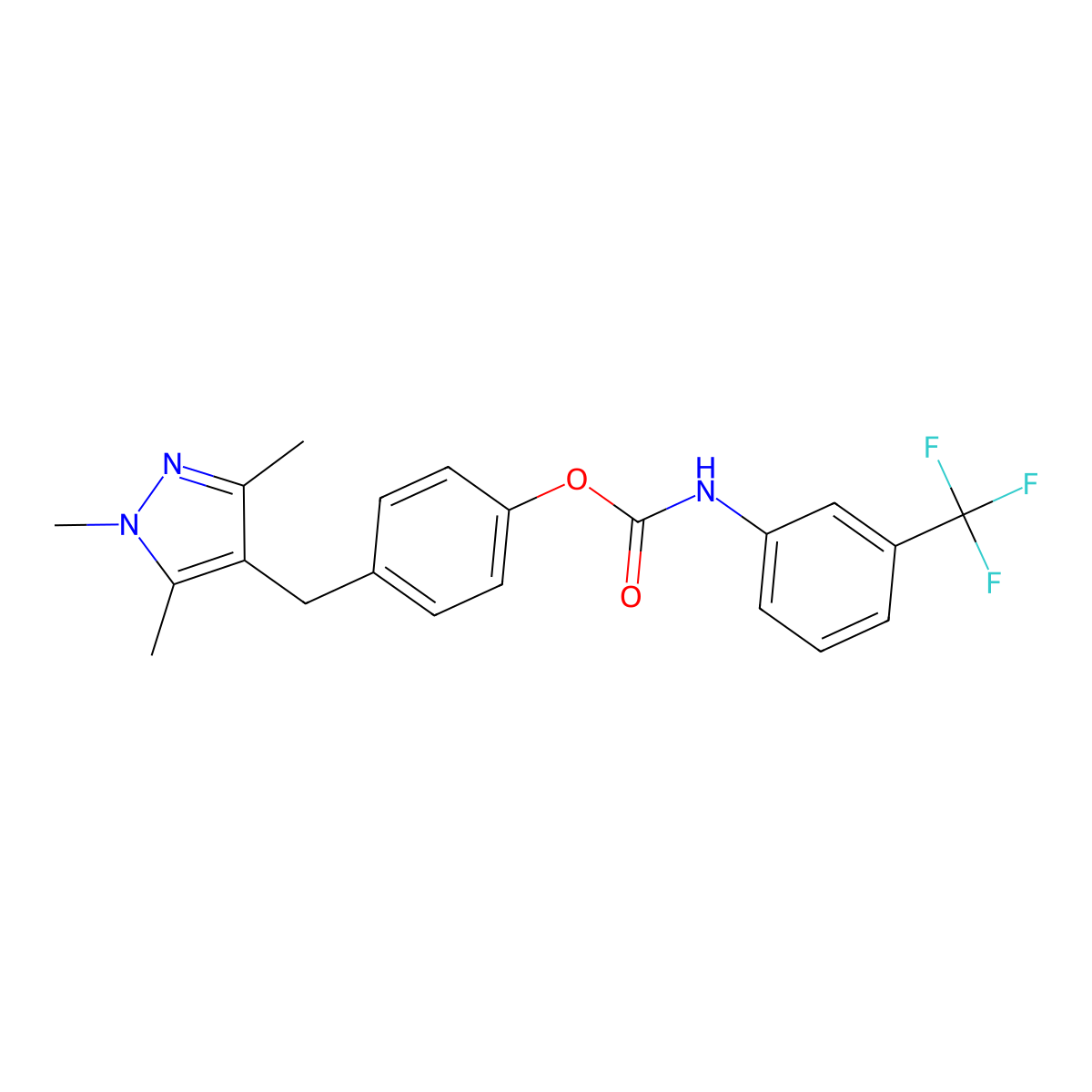 4-[(1,3,5-trimethyl-1H-pyrazol-4-yl)methyl]phenyl N-[3-(trifluoromethyl)phenyl]carbamate molecular structure, CAS 318284-34-3