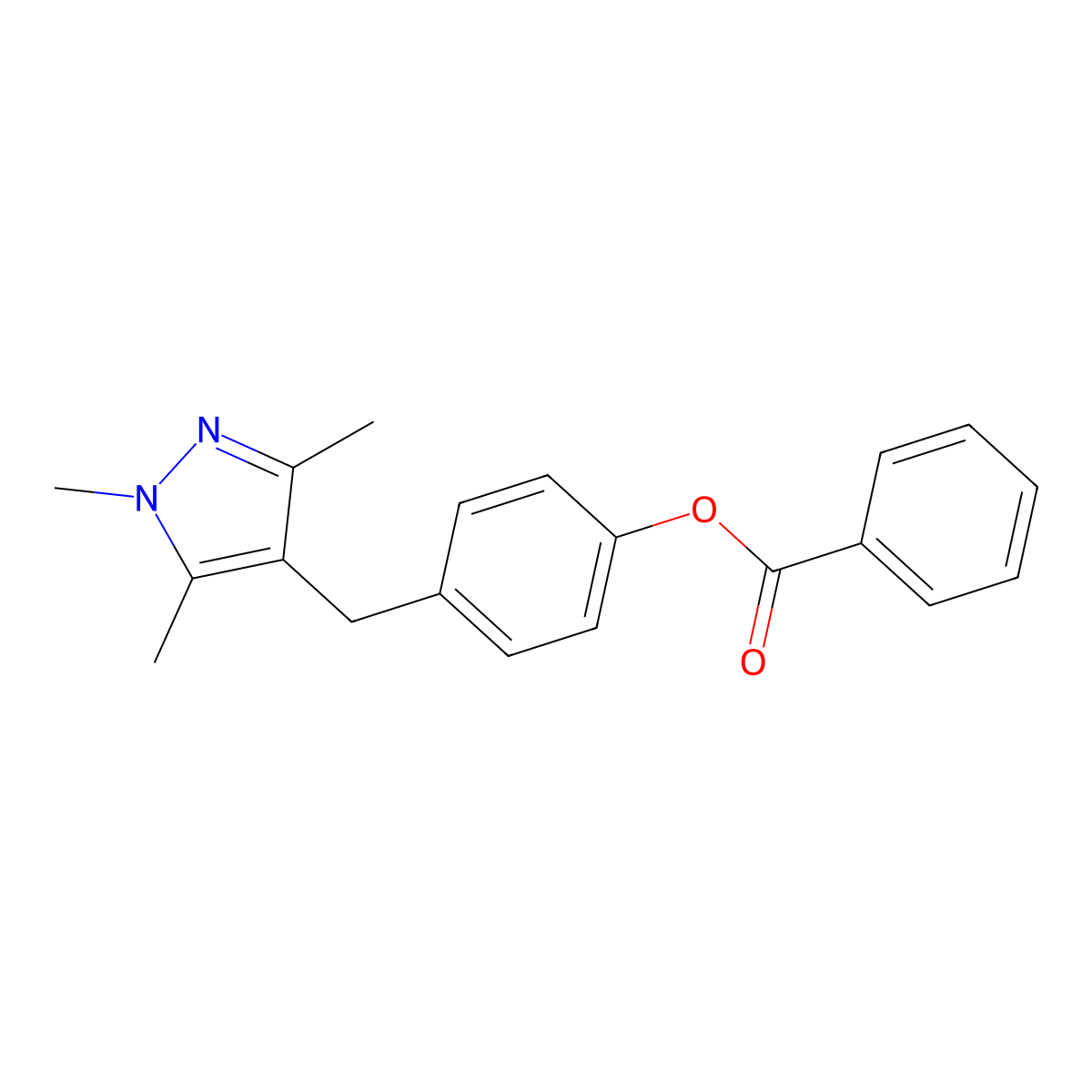 4-[(1,3,5-trimethyl-1H-pyrazol-4-yl)methyl]phenyl benzenecarboxylate molecular structure, CAS 318284-36-5