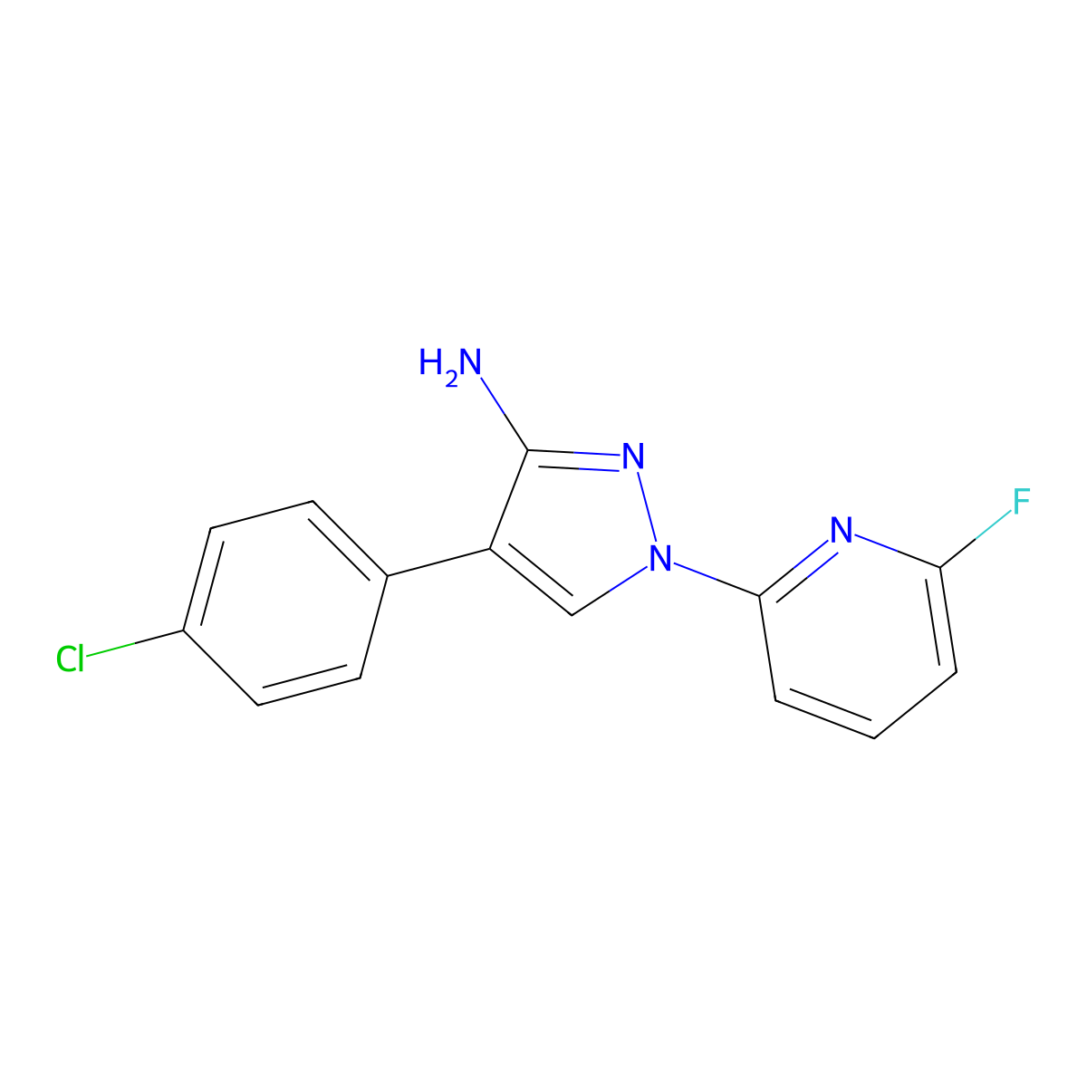 4-(4-Chlorophenyl)-1-(6-fluoro-2-pyridinyl)-3-pyrazolamine molecular structure, CAS 318284-44-5