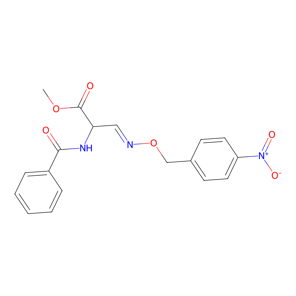 Methyl 2-(benzoylamino)-3-{[(4-nitrobenzyl)oxy]imino}propanoate molecular structure, CAS 318284-55-8