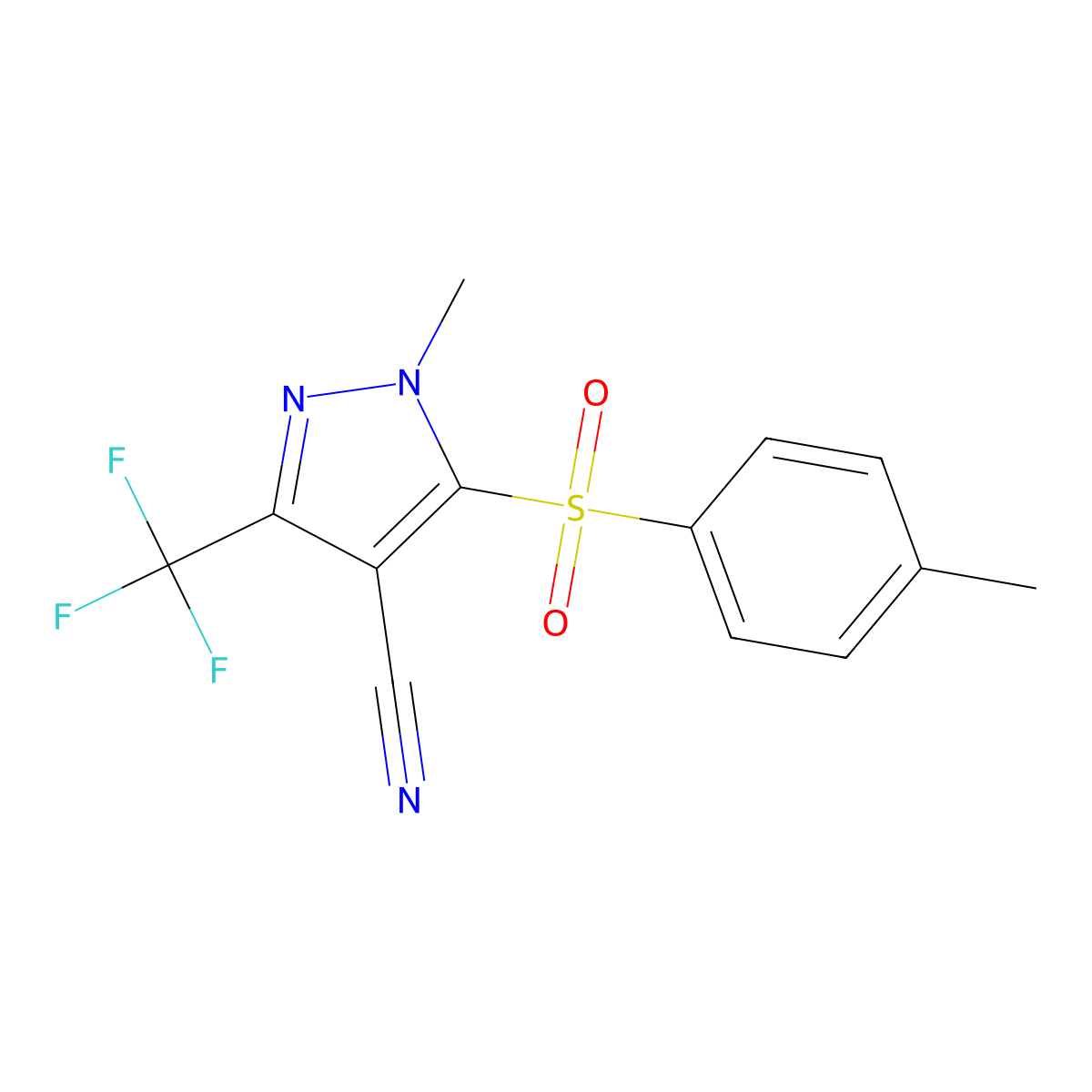 1-methyl-5-[(4-methylphenyl)sulfonyl]-3-(trifluoromethyl)-1H-pyrazole-4-carbonitrile molecular structure, CAS 318284-64-9