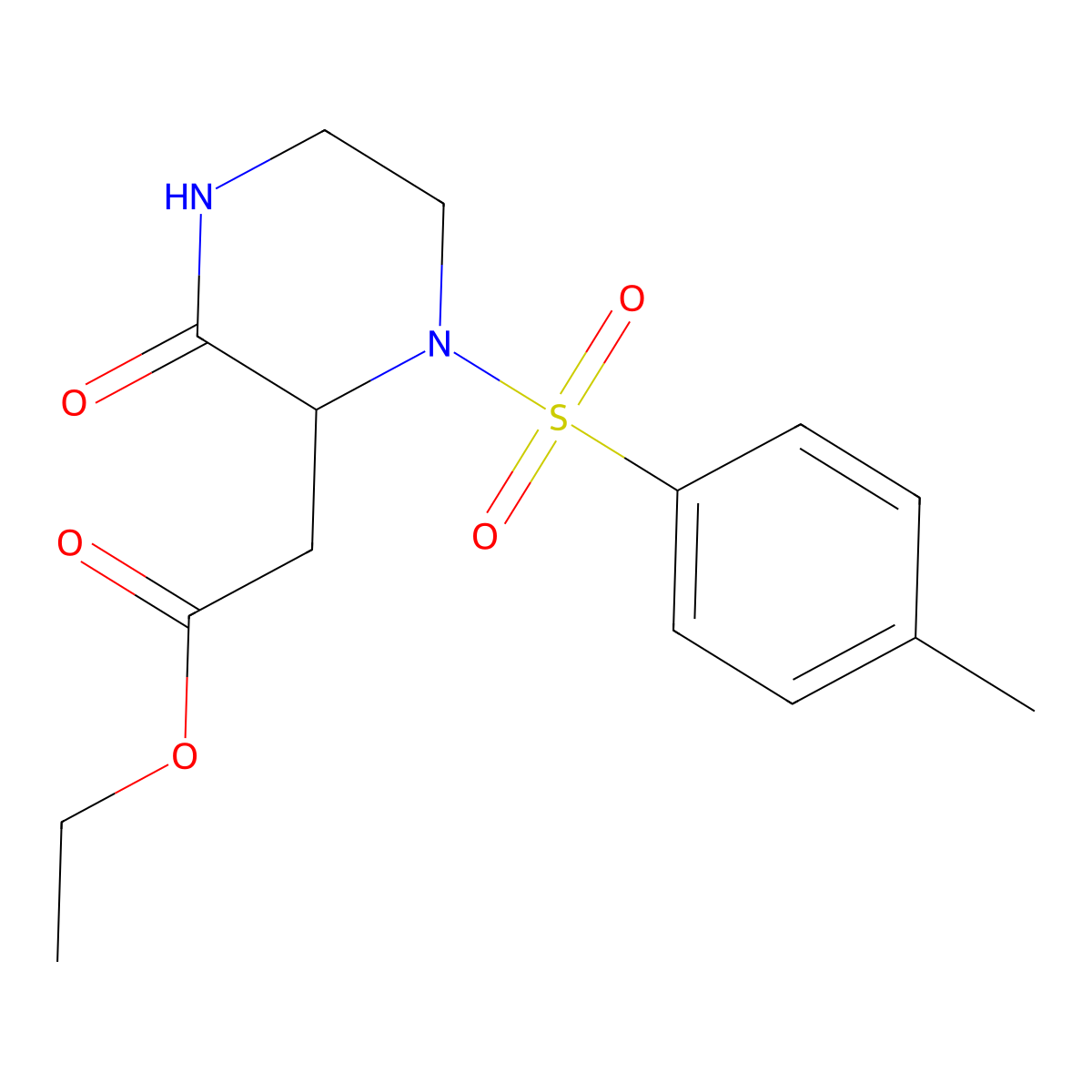Ethyl 1-((4-methylphenyl)sulfonyl)-3-oxo-2-piperazineacetate molecular structure, CAS 318288-64-1