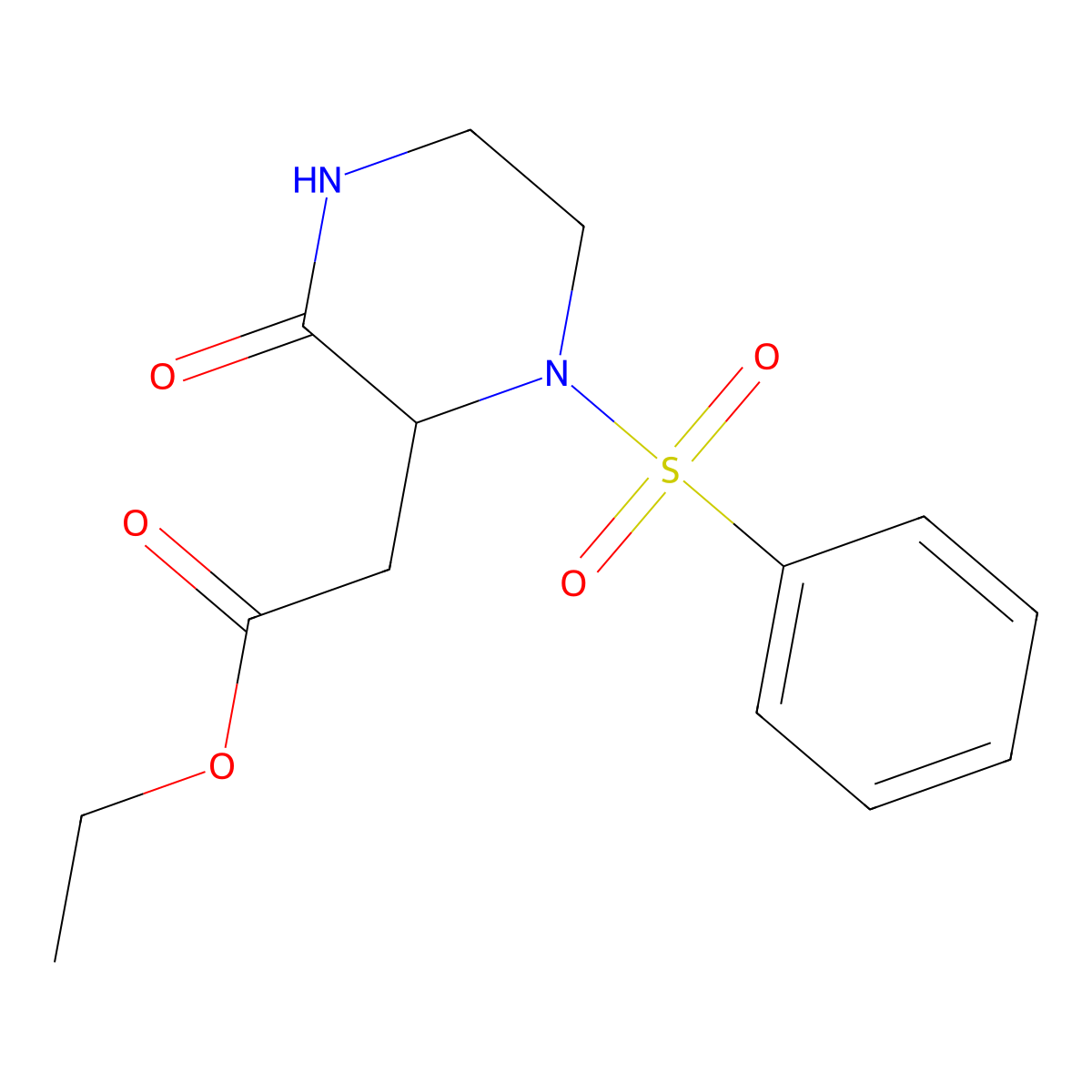 Ethyl 2-[3-oxo-1-(phenylsulfonyl)-2-piperazinyl]acetate molecular structure, CAS 318288-70-9