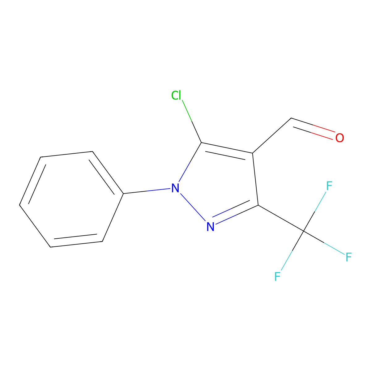 5-chloro-1-phenyl-3-(trifluoromethyl)-1H-pyrazole-4-carbaldehyde molecular structure, CAS 318288-78-7