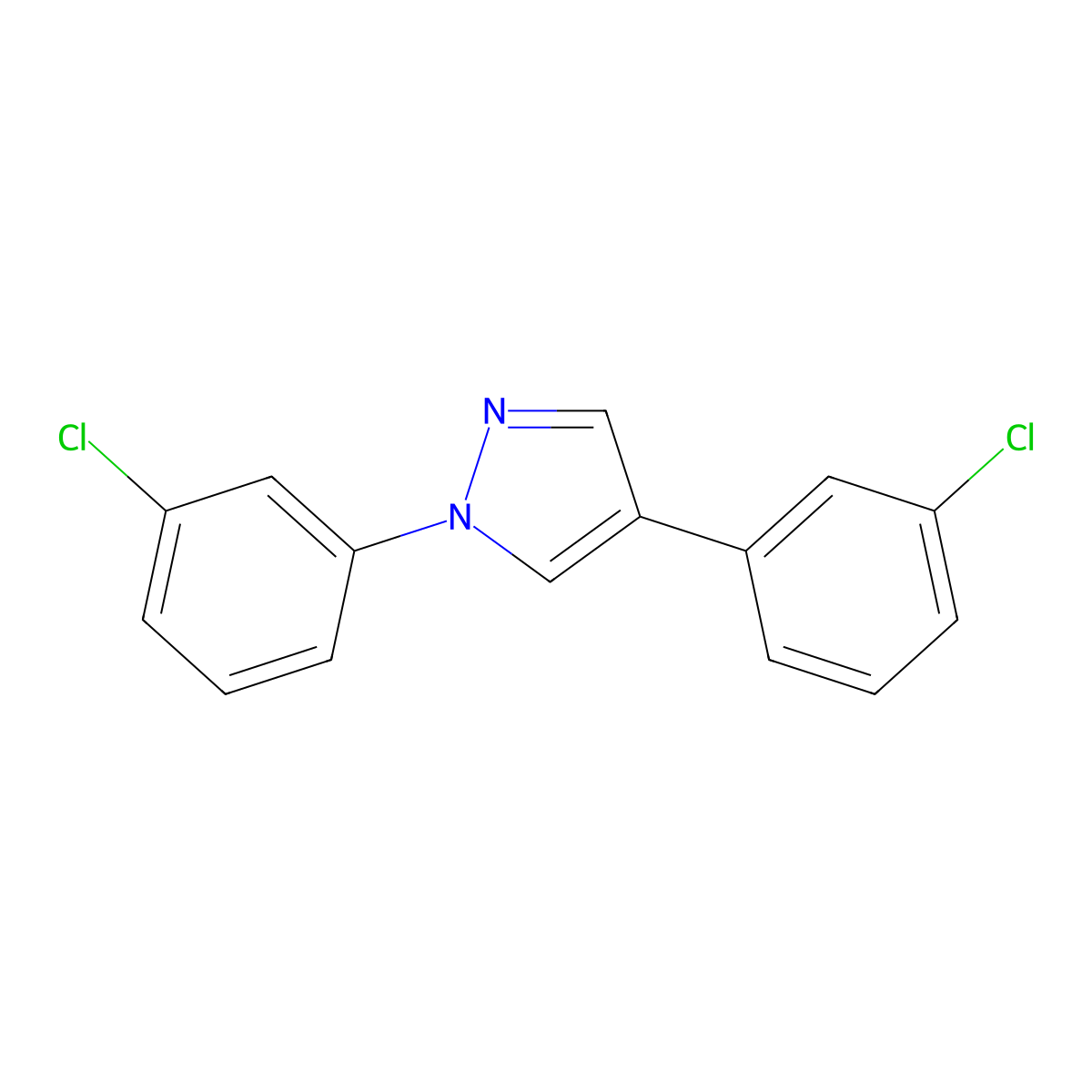 1,4-bis(3-chlorophenyl)-1H-pyrazole molecular structure, CAS 318288-82-3