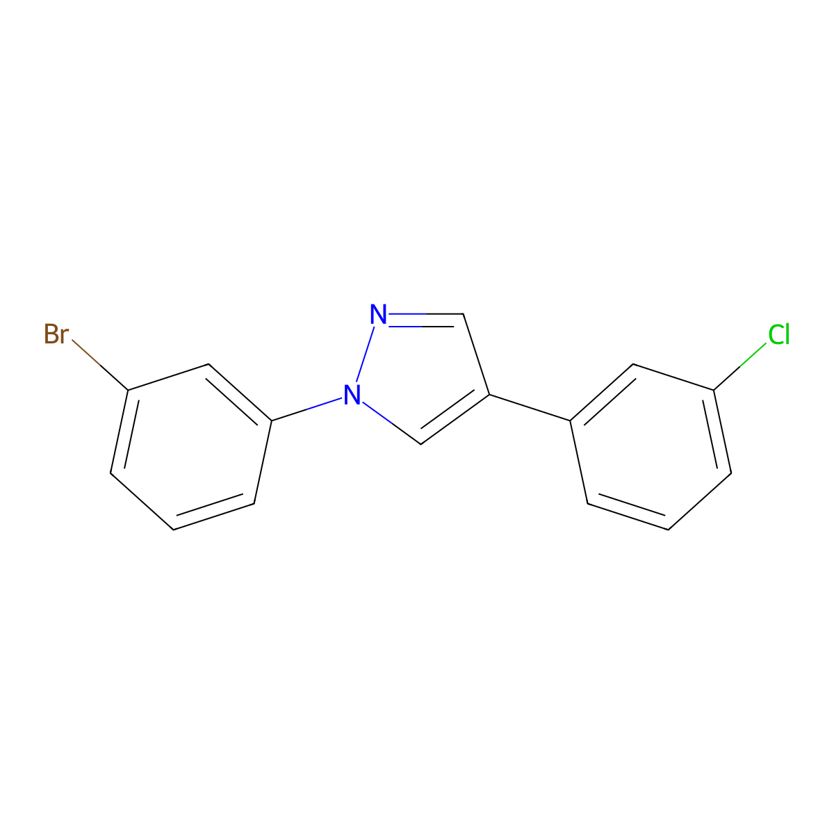 1-(3-bromophenyl)-4-(3-chlorophenyl)-1H-pyrazole molecular structure, CAS 318289-00-8