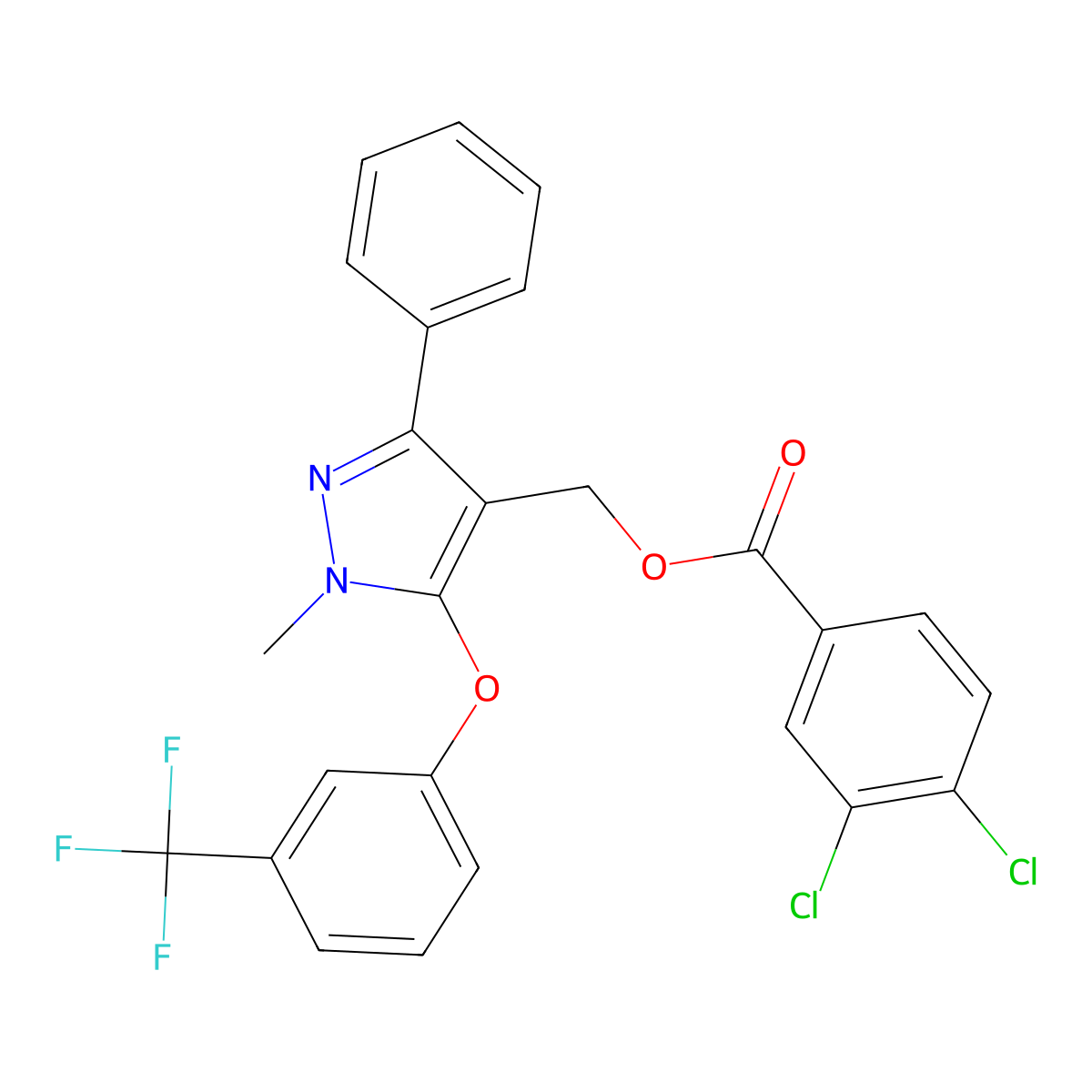 [1-Methyl-3-phenyl-5-[3-(trifluoromethyl)phenoxy]pyrazol-4-yl]methyl 3,4-dichlorobenzoate molecular structure, CAS 318289-42-8