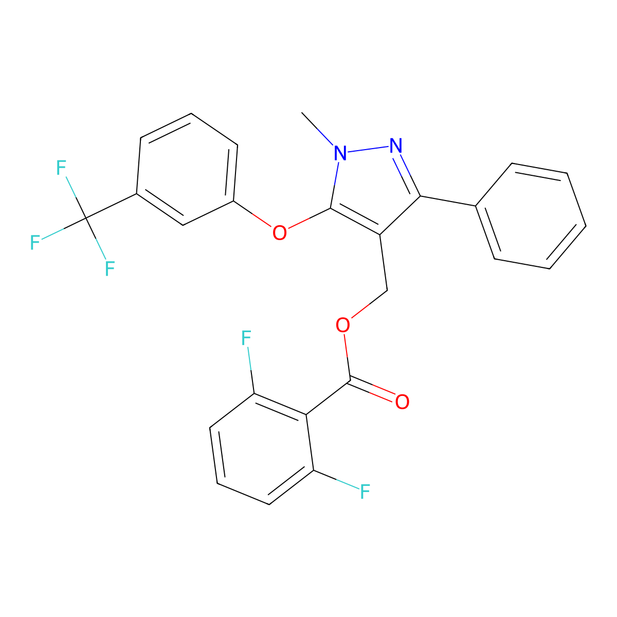 [1-Methyl-3-phenyl-5-[3-(trifluoromethyl)phenoxy]pyrazol-4-yl]methyl 2,6-difluorobenzoate molecular structure, CAS 318289-46-2
