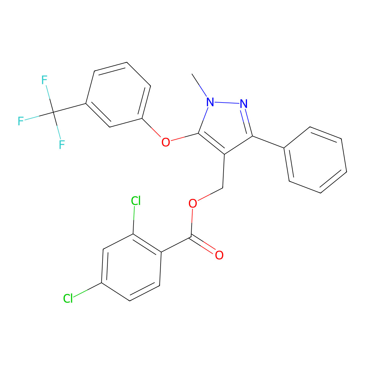 [1-Methyl-3-phenyl-5-[3-(trifluoromethyl)phenoxy]pyrazol-4-yl]methyl 2,4-dichlorobenzoate molecular structure, CAS 318289-50-8