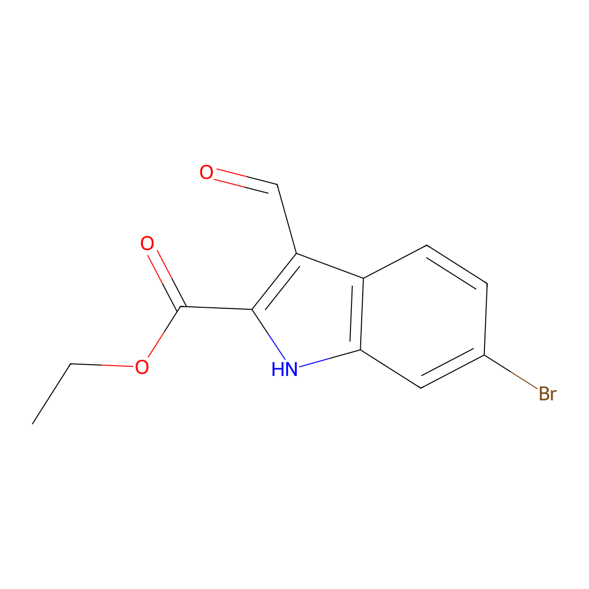 Ethyl 6-bromo-3-formyl-1H-indole-2-carboxylate molecular structure, CAS 318292-54-5