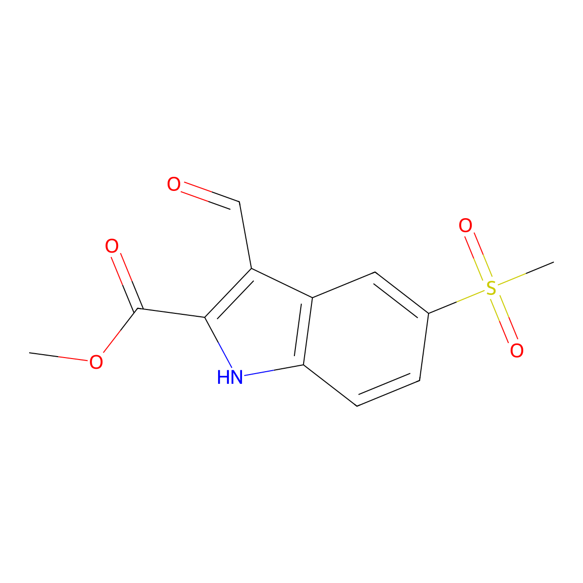 Methyl 3-formyl-5-(methylsulfonyl)-1H-indole-2-carboxylate molecular structure, CAS 318292-56-7