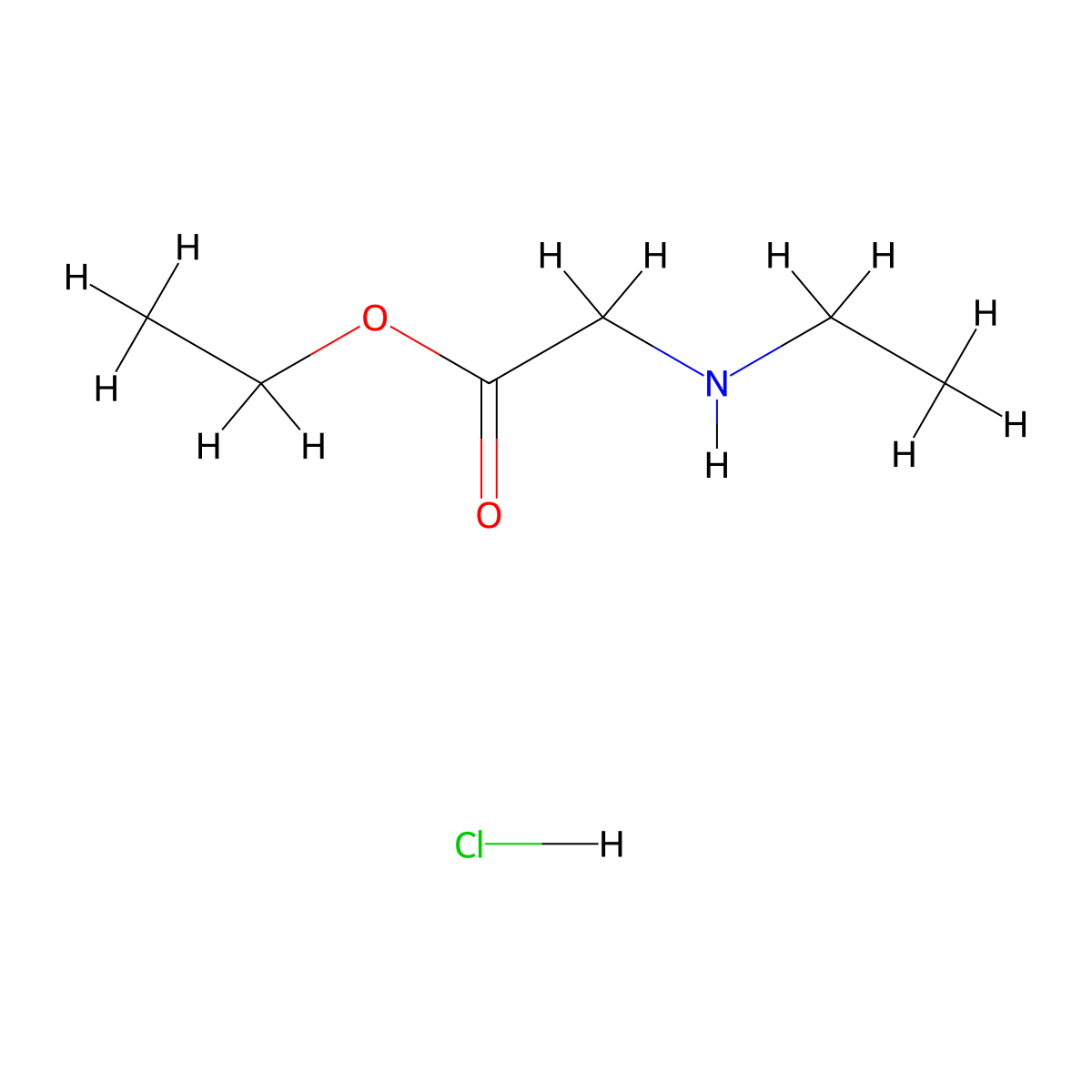 Ethyl 2-(ethylamino)acetate hydrochloride molecular structure, CAS 3183-13-9