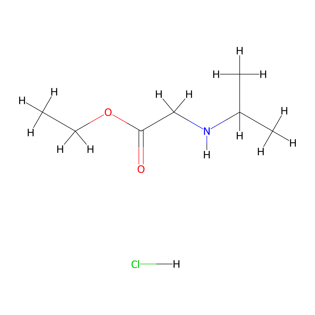 Ethyl 2-[(propan-2-yl)amino]acetate hydrochloride molecular structure, CAS 3183-23-1