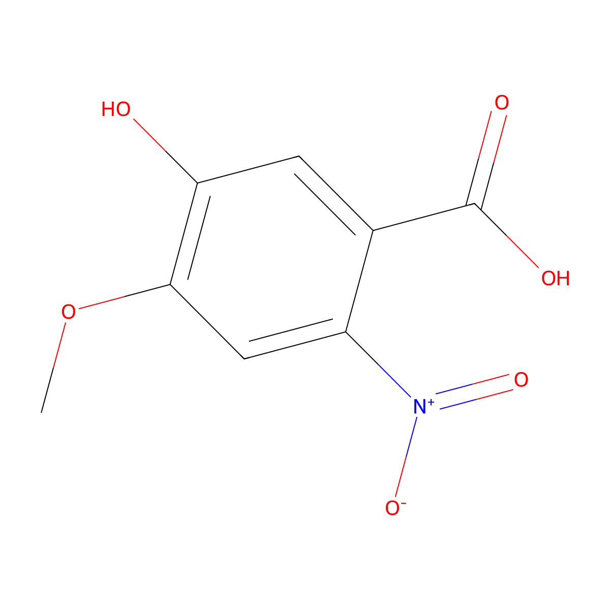 5-Hydroxy-4-methoxy-2-nitrobenzoic acid molecular structure, CAS 31839-20-0