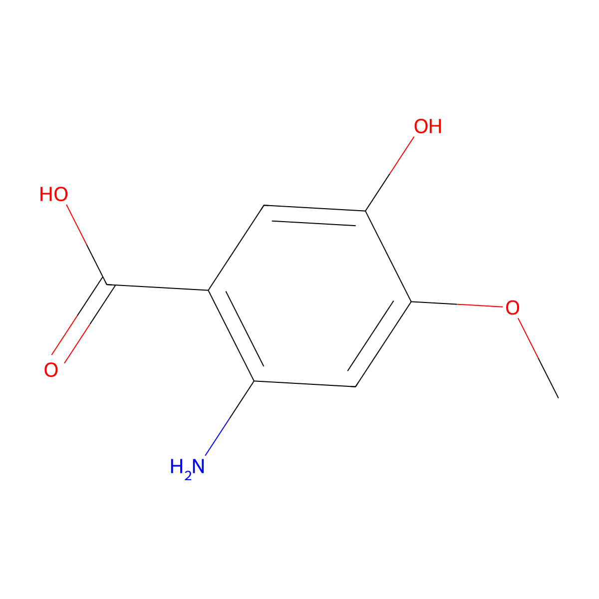 2-Amino-5-hydroxy-4-methoxybenzoic acid molecular structure, CAS 31839-21-1