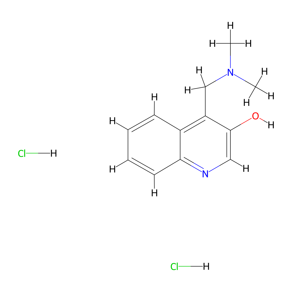 4-[(Dimethylamino)methyl]quinolin-3-ol dihydrochloride molecular structure, CAS 31842-24-7